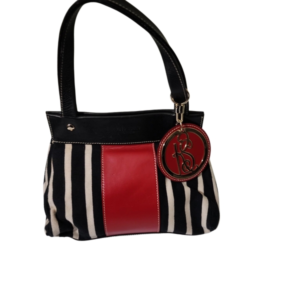 kate spade Handbags - Kate Spade Black and Red Striped Mini Bag